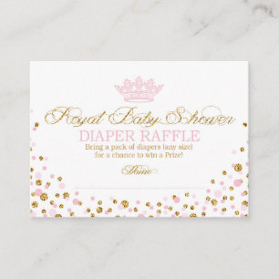 Cartão De Informações Glitter Tiara Royal Princess Fralda Raffle Ticket