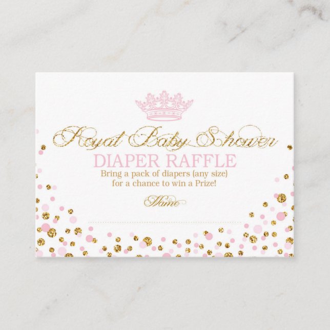 Cartão De Informações Glitter Tiara Royal Princess Fralda Raffle Ticket (Frente)