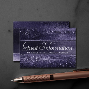 Cartão De Informações Glitzy Foil Indigo Midnight Purple Guest Detalhe