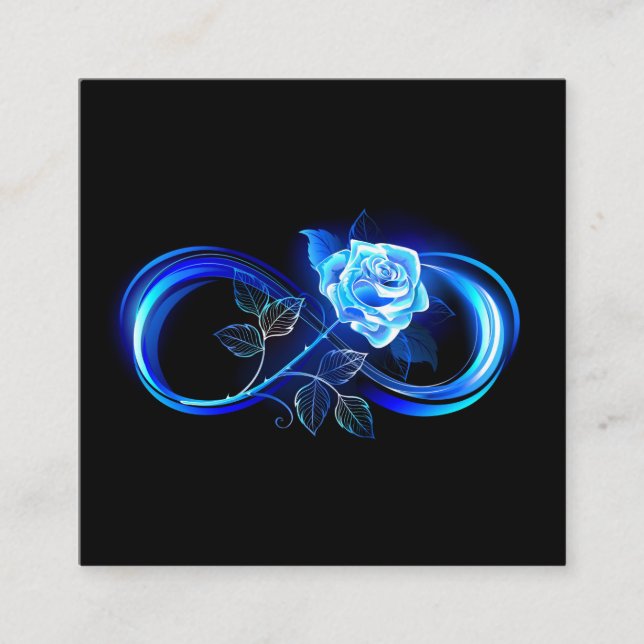 Cartão De Informações Glowing infinity with blue rose (Frente)