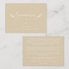 Cartão De Informações Golden Chic Wedding Minimalist Coronavirus Details