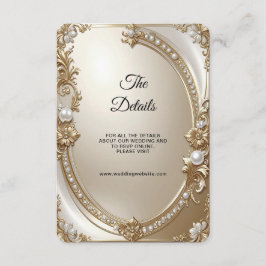 Cartão De Informações Golden Ornate Frame with Pearls Detail Enclosure