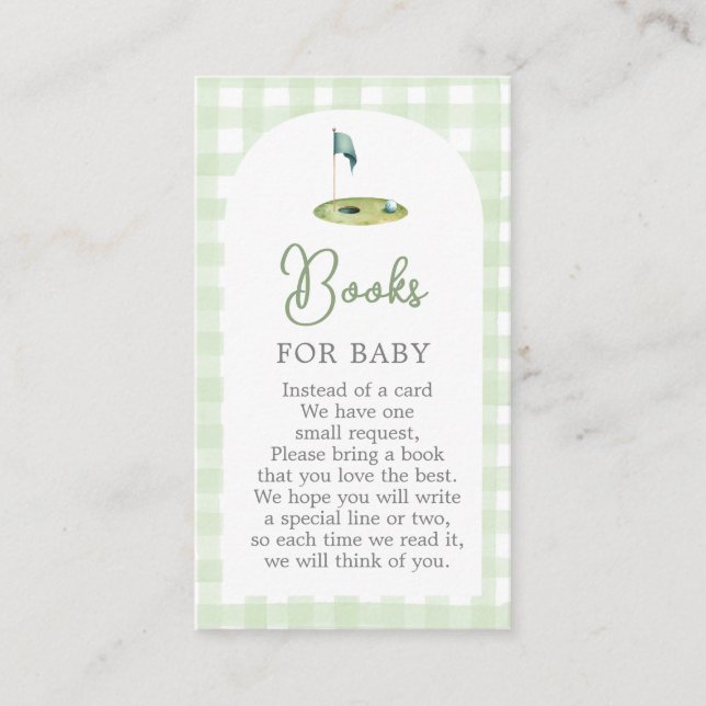 Cartão De Informações Golf Baby Shower Books for Baby Card (Frente)
