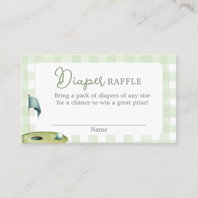 Cartão De Informações Golf Baby Shower Diaper Raffle Card (Frente)
