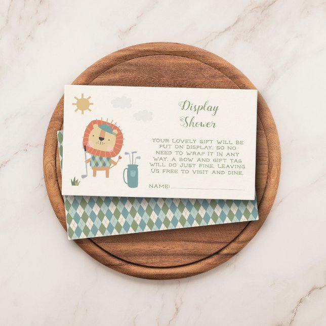 Cartão De Informações Golf Display Baby Boy Shower Little Putter Argyle  (Sweet golf-themed insert for your display shower invitations.)