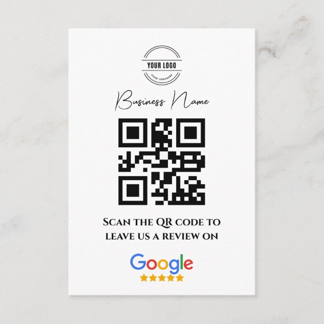 Cartão De Informações Google Reviews Business Rating Link QR Code Preto (Frente)