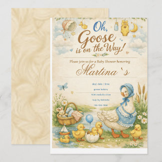 Cartão De Informações Goose is on the Way Baby Shower vintage Invitation
