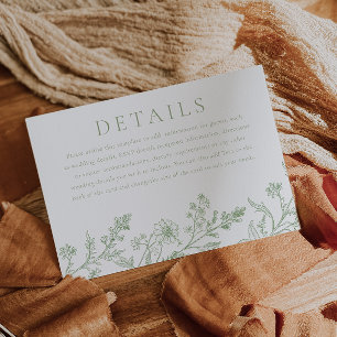 Cartão De Informações Gostosos Detalhes de Casamento em Arte Linear Sage