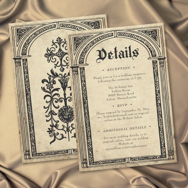 Cartão De Informações Gothic Parchment Medieval Until Death Wedding (Gothic Parchment Medieval Until Death Wedding Enclosure Card)