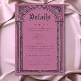 Cartão De Informações Gótica Black Burgundy Medieval Até Casamento da Mo