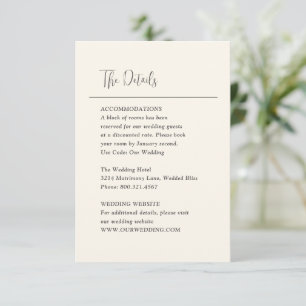 Cartão De Informações Grace Ivory Modern Wedding