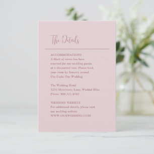 Cartão De Informações Grace Muted Pink Modern Wedding