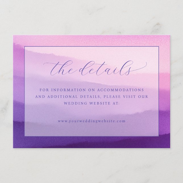 Cartão De Informações Gradiente de Aquarela Roxo Romântico (Frente)