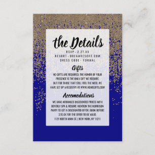 Cartão De Informações Gradiente Ombre Brilho Dourado Azul Cobalto