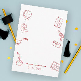 Cartão De Informações  Graduado Vermelho Chic Desenhado à Mão Moderno 