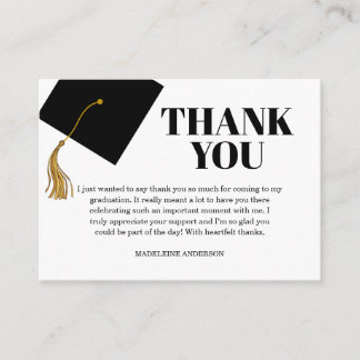 Cartão De Informações Graduation Black Cap And Tassel Photo Thank You