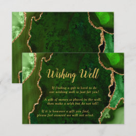 Cartão De Informações Green and Gold Agate Wedding Wishing Well