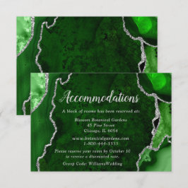 Cartão De Informações Green and Silver Agate Wedding Accommodations