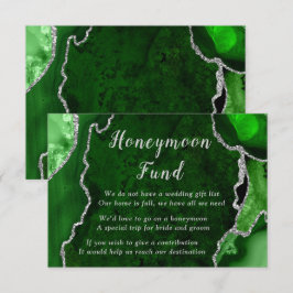 Cartão De Informações Green and Silver Agate Wedding Honeymoon Fund