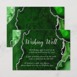 Cartão De Informações Green and Silver Agate Wedding Wishing Well