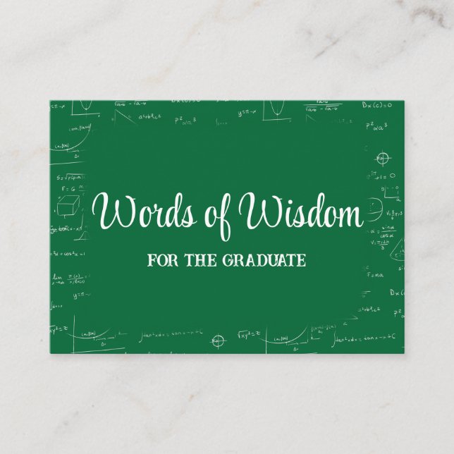 Cartão De Informações Green and White Graduate Words of Wisdom Advice (Frente)