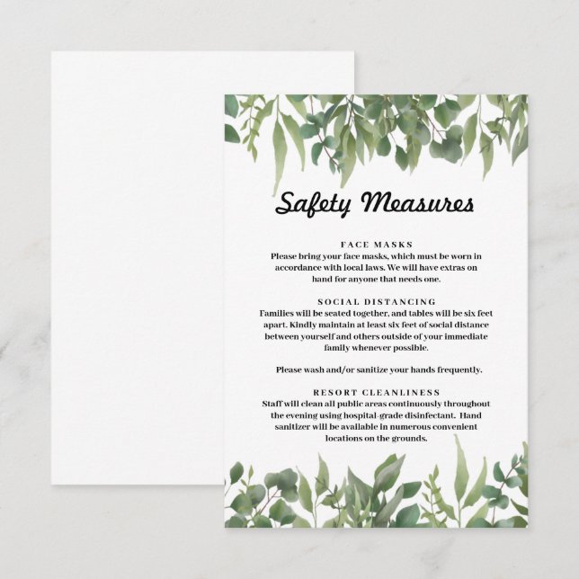 Cartão De Informações Green deixa verde medidas de segurança foliar (Frente/Verso)