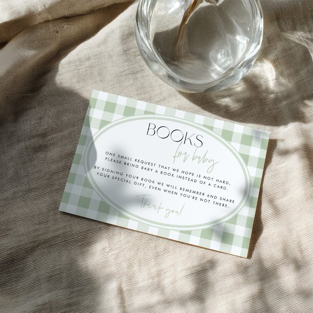 Cartão De Informações Green Gingham Baby Shower Enclosure Card (Criador carregado)