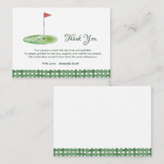 Cartão De Informações Green Gingham Golf Baby Shower Thank You