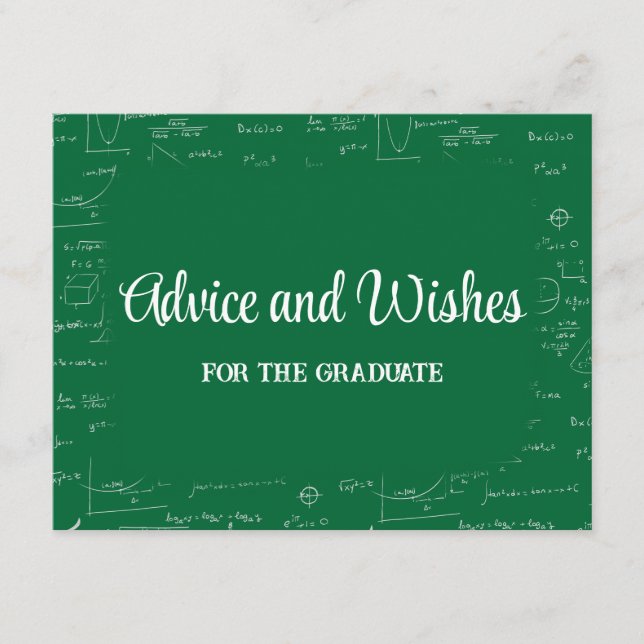 Cartão De Informações Green Math Graduation Party Advice for Graduate (Frente)