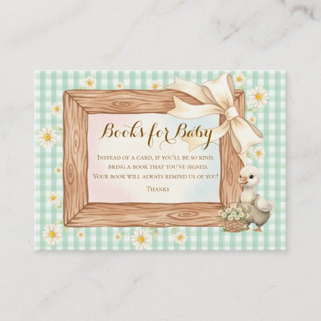 Cartão De Informações Green Silly Goose Books for Baby (Frente)