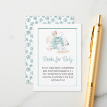 Green Watercolor Baby Girl Books for Baby Card