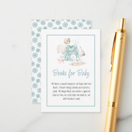 Cartão De Informações Green Watercolor Baby Girl Books for Baby Card