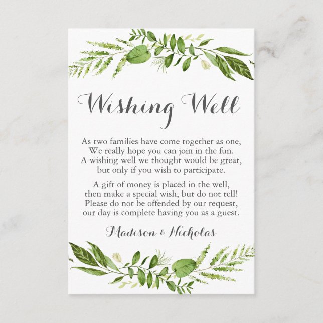 Cartão De Informações Green Wedding Wishing Cards, Greenerescência Rústi (Frente)