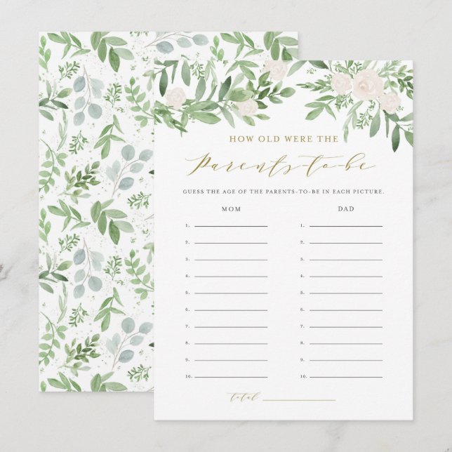 Cartão De Informações Greenerescer Quantos Anos Tinham Os Pais O Jogo Do (Frente/Verso)