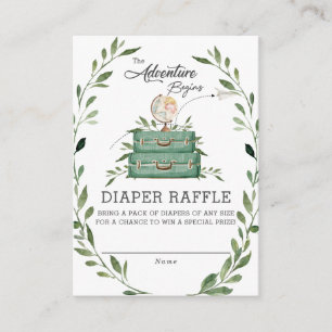 Cartão De Informações Greenery Adventure Suitcase Baby Fralda Raffle