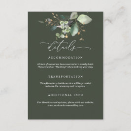 Cartão De Informações Greenery and Gold Wedding Details Card