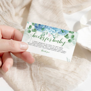 Cartão De Informações Greenery Blue hydrangea Books para o Chá de fralda