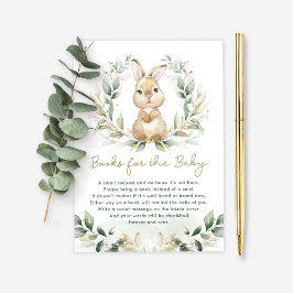 Cartão De Informações Greenery Bunny Books para o Chá Neutro do Bebê