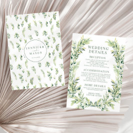 Cartão De Informações Greenery deixa wreath boho detalhes do casamento C
