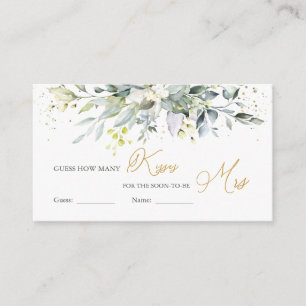 Cartão De Informações Greenery Eucalyptus adivinha quantos beijos em Jar