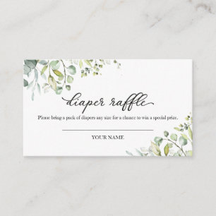 Cartão De Informações Greenery Eucalyptus Chá de fraldas Raffle Encl
