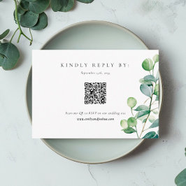 Cartão De Informações Greenery Eucalyptus Watercolor Wedding RSVP
