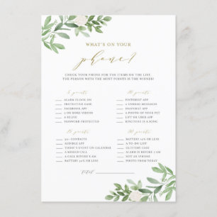 Cartão De Informações Greenery & Flores Brancas Jogo do Celular