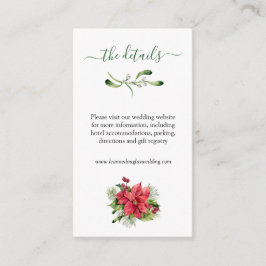 Cartão De Informações Greenery Foliage Poinsettia Detalhes do Casamento