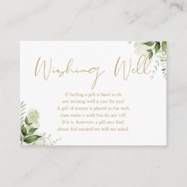 Cartão De Informações Greenery Gold Script Poço de Desejos Casamento