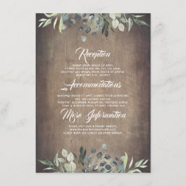 Cartão De Informações Greenery Rustic Wedding Information Guest