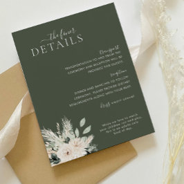 Cartão De Informações Greenery White Floral Detalhe do Casamento Vitória
