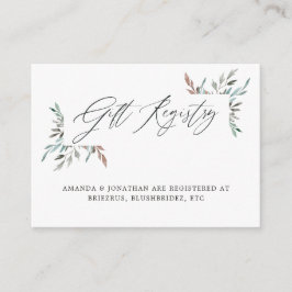 Cartão De Informações Greenery Winter Chá de panela Gift Registry