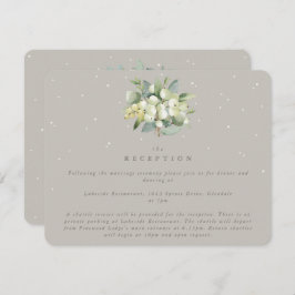 Cartão De Informações Greige Snowberry+Eucalyptus Buquê Recepção