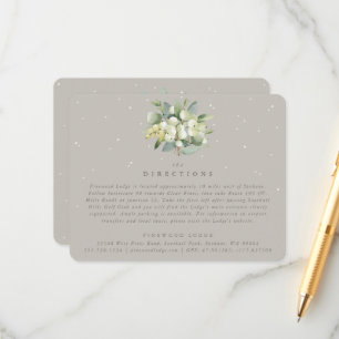 Cartão De Informações Greige Snowberry+Eucalyptus Buquês Direcções